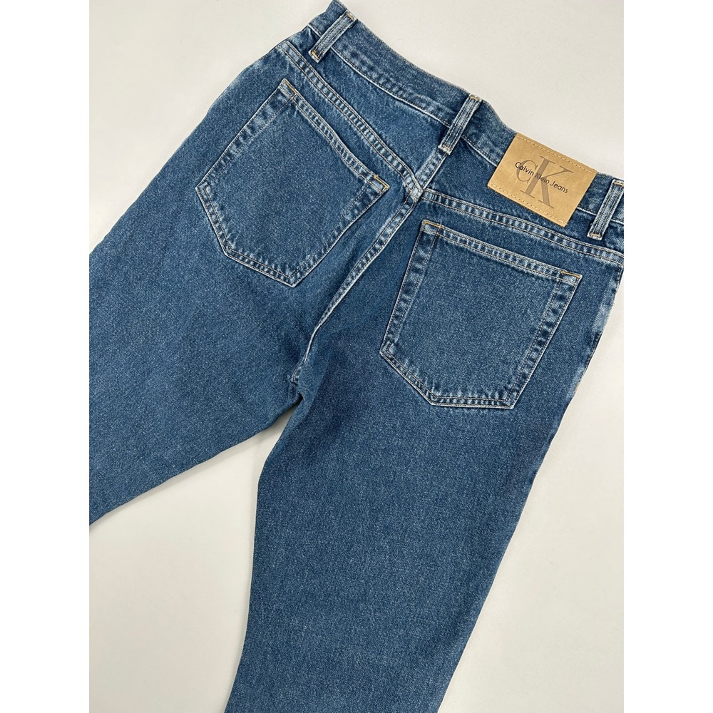 Calvin Klein Jeans Mens Straight Leg Blue Denim Pants Medium Wash CK Logo 33x32